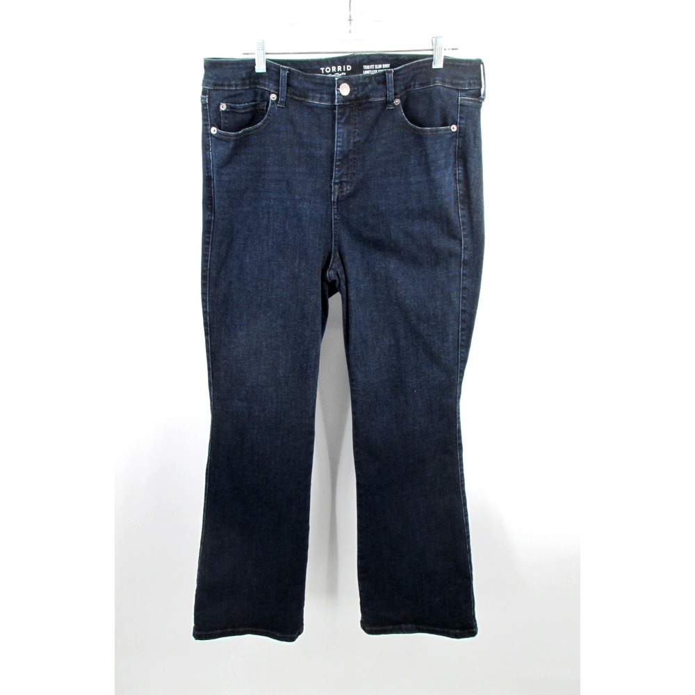 TORRID Trio Fit Slim Boot Jeans Women 16R-20R Blue Limitless Stretch High Rise